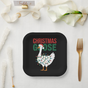 Christmas Goose Lights Cute Holiday  Paper Plates