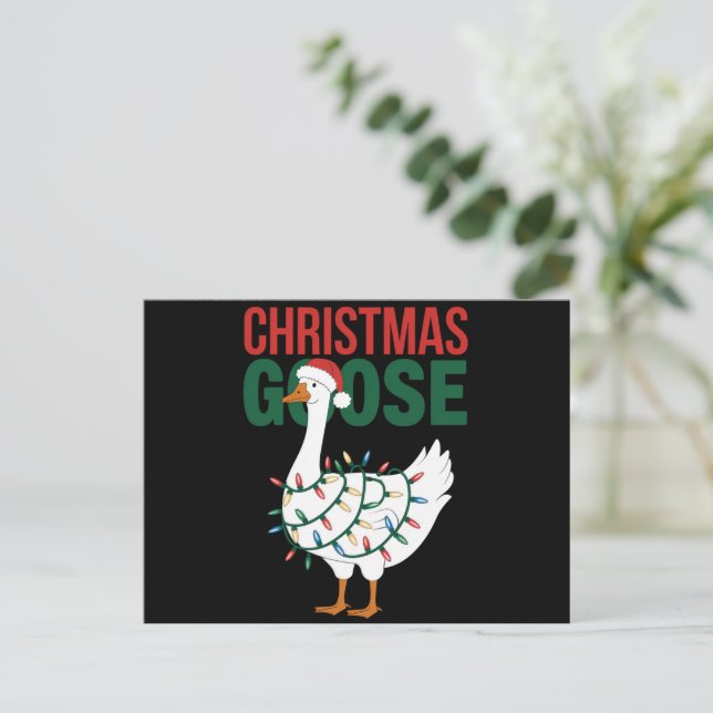 Christmas Goose Lights Cute Holiday  Postcard (Standing Front)