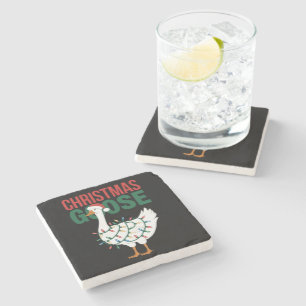 Christmas Goose Lights Cute Holiday  Stone Coaster