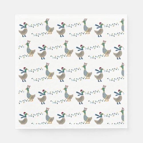 Christmas Goose On White Napkins