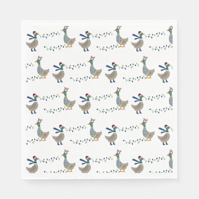 Christmas Goose On White Napkins (Front)