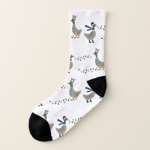 Christmas Goose On White Socks