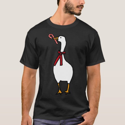 Christmas Goose with Candy Cane T_Shirt
