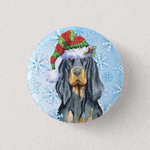 Christmas Gordon Setter Button