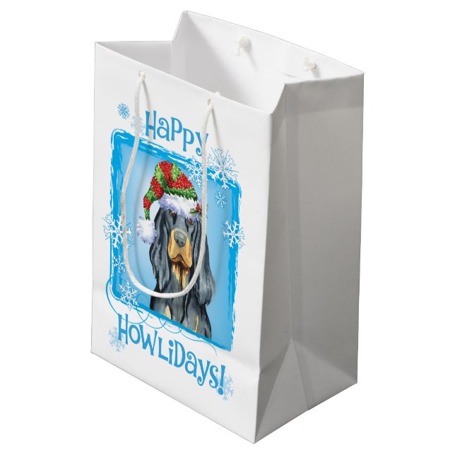 Christmas Gordon Setter Medium Gift Bag (Back Angled)