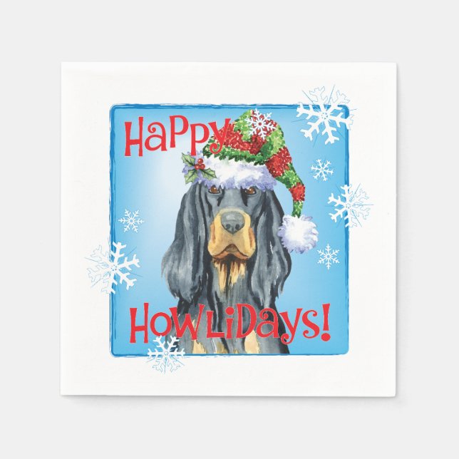 Christmas Gordon Setter Napkins (Front)