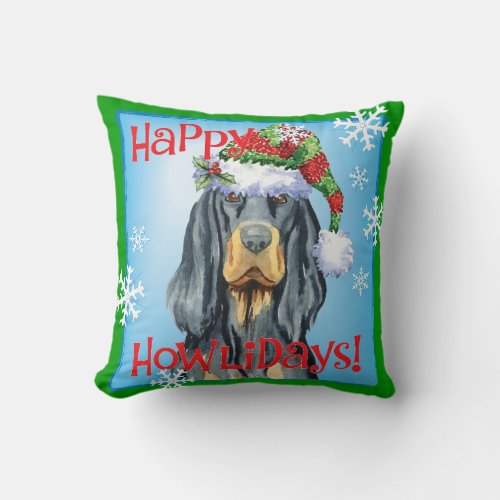 Christmas Gordon Setter Throw Pillow