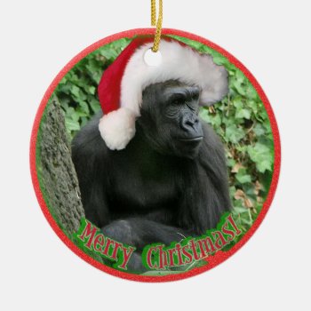 Christmas Gorilla Ceramic Ornament by hawkysmom at Zazzle