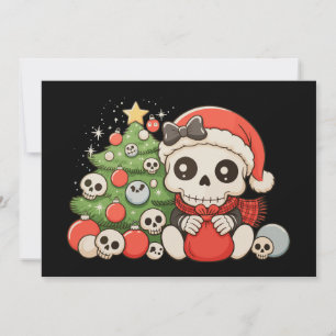 Christmas Gothic Cute Skeleton Skull Xmas Holiday Card