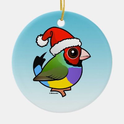 Christmas Gouldian Finch Ceramic Ornament