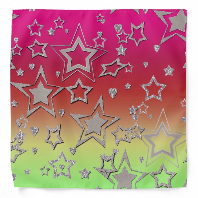 Christmas gradient glitter shine confetti stars fu bandana (Front)