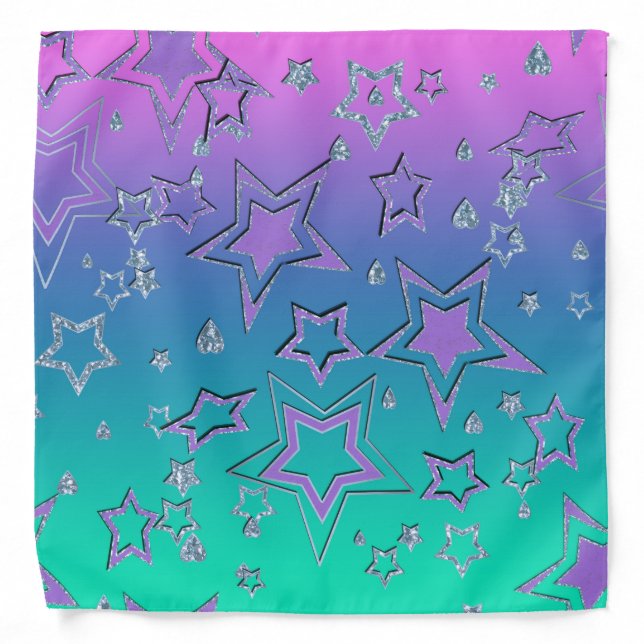 Christmas gradient glitter shine confetti stars fu bandana (Front)