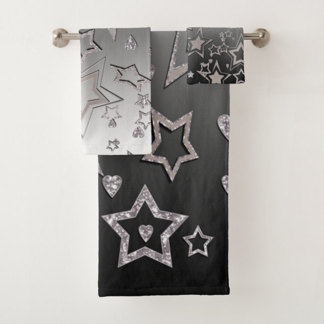 Christmas gradient glitter shine confetti stars fu bath towel set (Insitu)