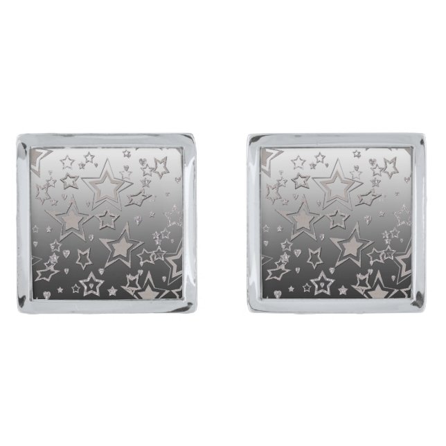 Christmas gradient glitter shine confetti stars fu cufflinks (Front)