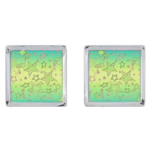 Christmas gradient glitter shine confetti stars fu cufflinks