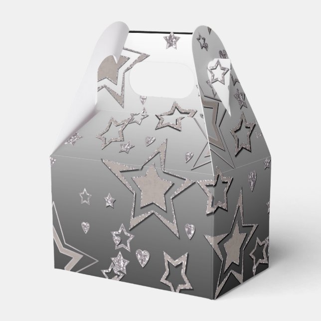 Christmas gradient glitter shine confetti stars fu favor boxes (Front Side)
