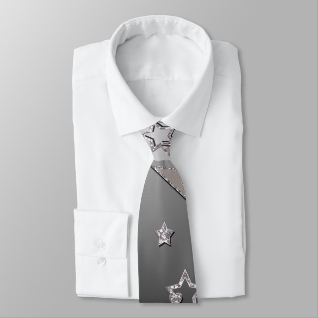 Christmas gradient glitter shine confetti stars fu neck tie (Tied)