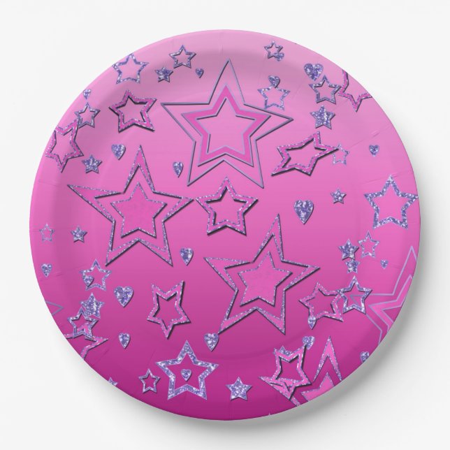 Christmas gradient glitter shine confetti stars fu paper plates (Front)