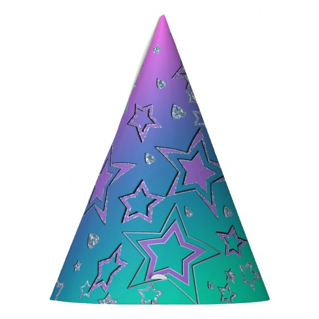 Christmas gradient glitter shine confetti stars fu party hat (Left)