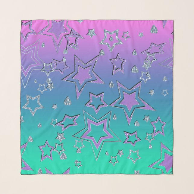 Christmas gradient glitter shine confetti stars fu scarf (Front)