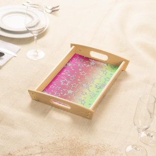 Christmas gradient glitter shine confetti stars fu serving tray