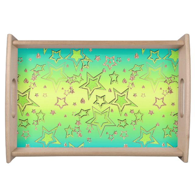 Christmas gradient glitter shine confetti stars fu serving tray (Front)