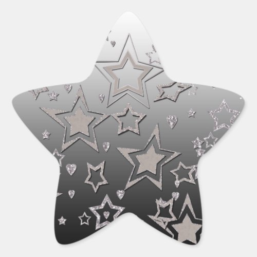 Christmas gradient glitter shine confetti stars fu star sticker