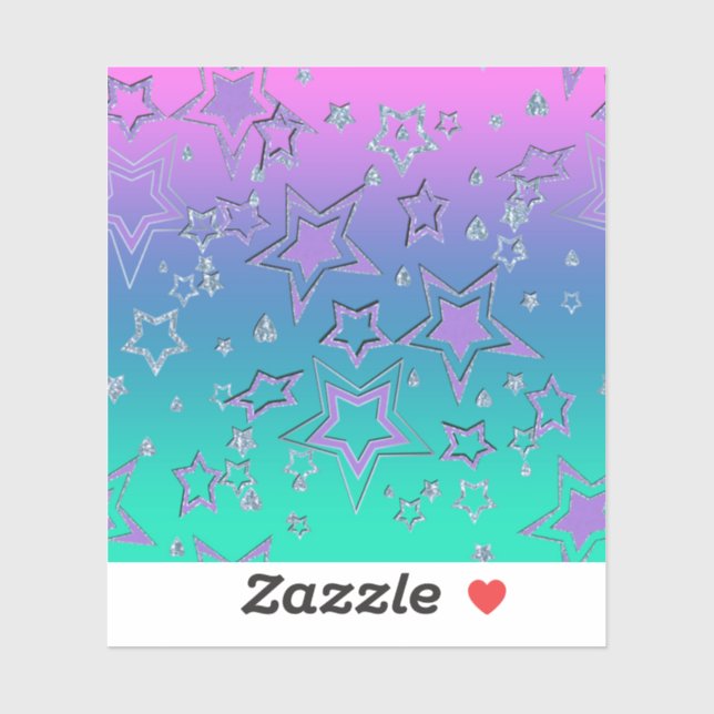Christmas gradient glitter shine confetti stars fu sticker (Sheet)