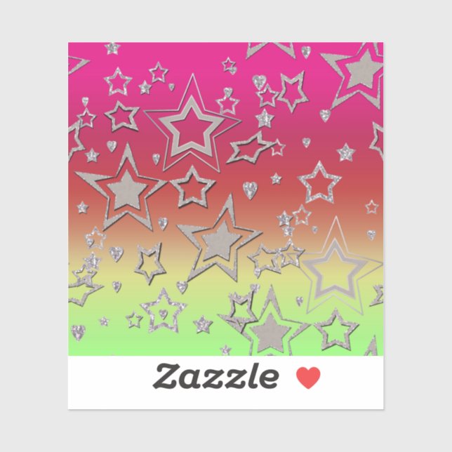 Christmas gradient glitter shine confetti stars fu sticker (Sheet)