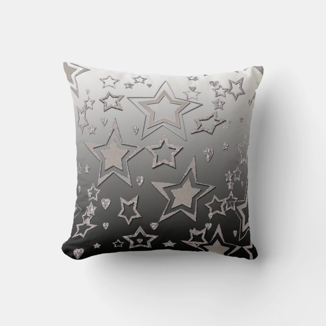 Christmas gradient glitter shine confetti stars fu throw pillow (Front)