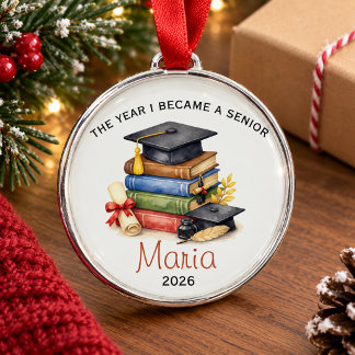 Christmas graduation keepsake , senior year metal ornament