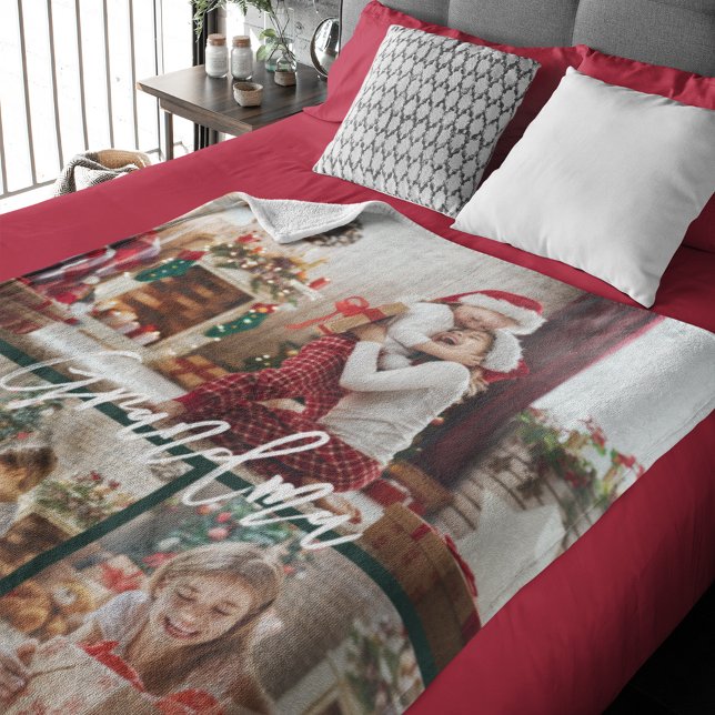 Christmas Gramdma Photo Collage Personalized  Fleece Blanket (Christmas Gramdma Photo Collage Personalized Fleece Blanket)