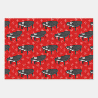 Christmas Grand Piano Pianist Musician Pattern Wrapping Paper Sheets