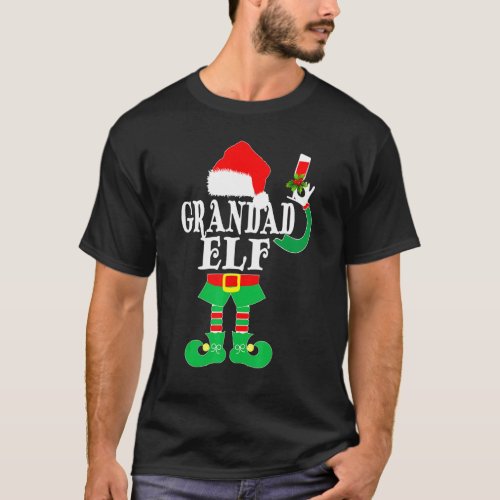 Christmas Grandad ELF Xmas Pajama Matching Family T_Shirt