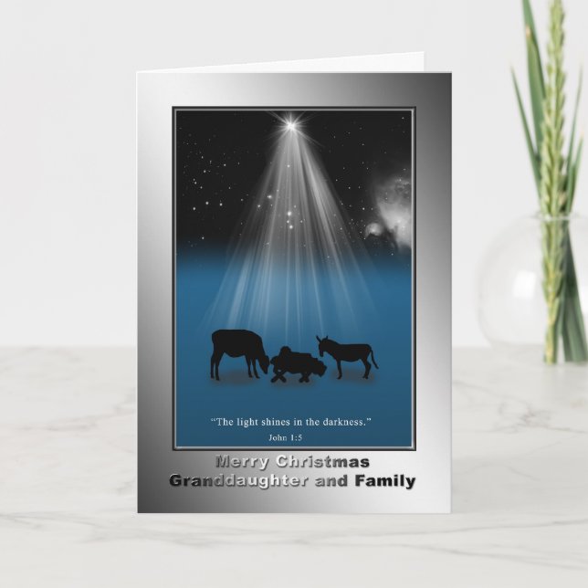 Christmas, Granddaughter and Family, Religious Holiday Card (Front)