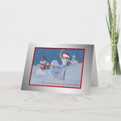 Christmas Granddaughter Ballerina in Snow Holiday Card