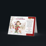 Christmas, Granddaughter. Find 8 things hidden Card<br><div class="desc">From the picture book (I'VE AN IDEA!) by Carol M. Kearns, comes this wonderful little activity Christmas card for girls. A little girl named Holly and her friend, a tiny robin are standing in the snow. "I've an idea!" she says, "Find 8 things hiding in this card." On one side...</div>