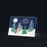 Christmas - Granddaughter -Night Snow & Snowman Holiday Card<br><div class="desc">Beautiful yet fun Christmas greeting -  Personalize and make it your own.
Note: Image has been designed digitally for a more realistic affect.</div>