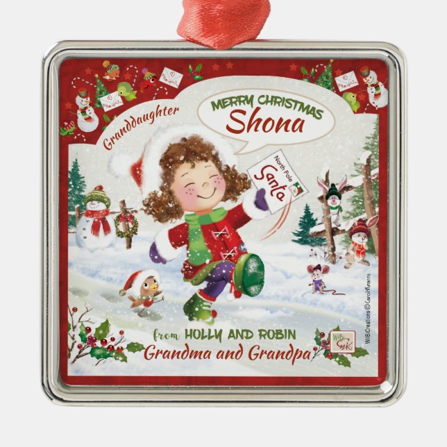 Christmas, Granddaughter, Santa's Letter, Metal Ornament (Front)