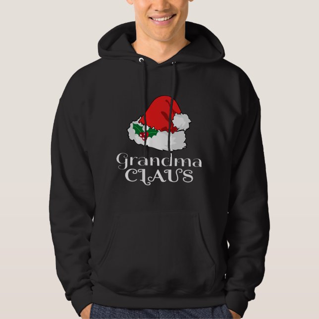 Christmas Grandma Claus Matching Pajama Santa Hat  Hoodie (Front)