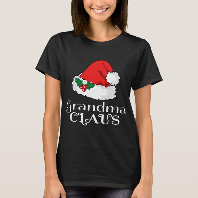 Christmas Grandma Claus Matching Pajama Santa Hat  T-Shirt (Front)