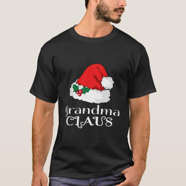 Christmas Grandma Claus Matching Pajama Santa Hat  T-Shirt (Front)