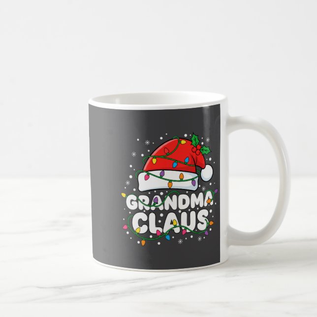 Christmas Grandma Claus Santa Hat Christmas Lights Coffee Mug (Right)