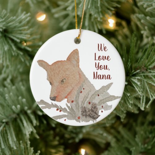 Christmas Grandma From Kids Festive Holidays Fox Ceramic Ornament