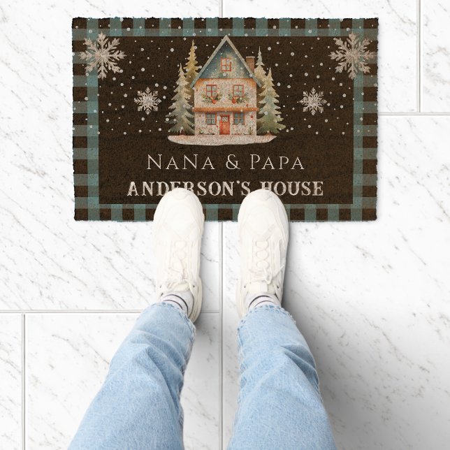 Christmas Grandparents Family Name Welcome Mat (Insitu)