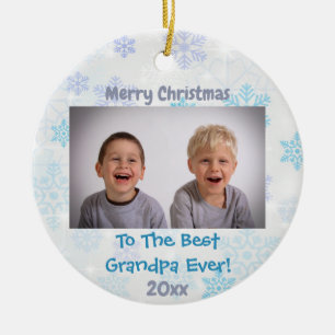 Christmas Grandparents Grandchildren Photo Ceramic Ornament