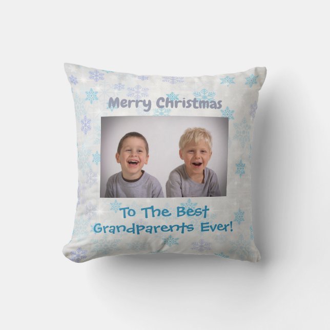 Christmas Grandparents Grandchildren Photo Throw Pillow (Front)