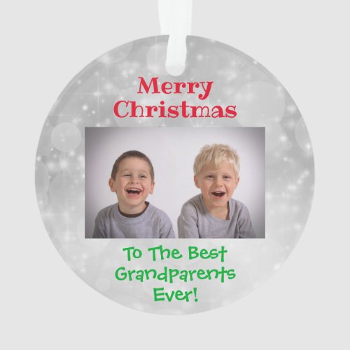 Christmas Grandparents Grandkids Photo Ornament