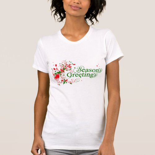 Christmas graphic floral seasons Greetings tee