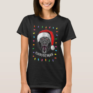 Christmas Graphic Lights Holiday Gorilla Santa T-Shirt